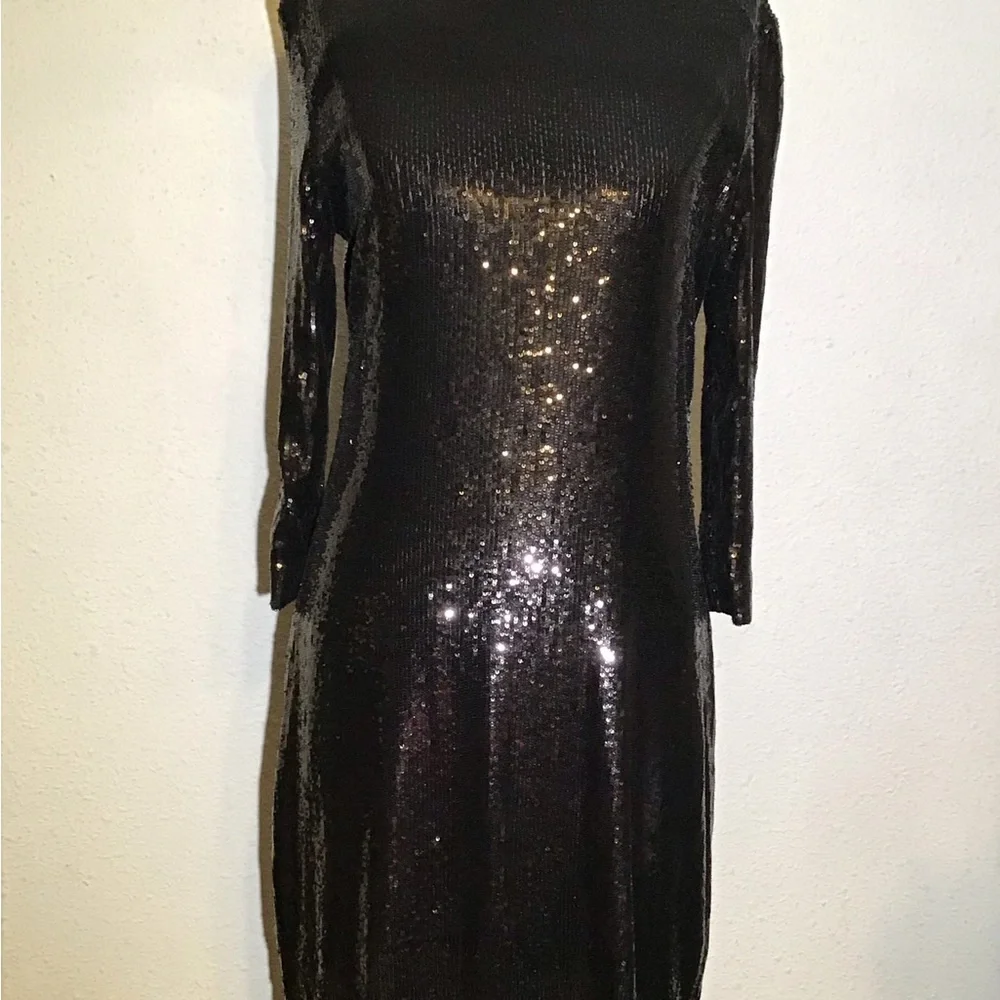 Tory Burch womens black sequins crew neck dress size medium